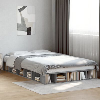 vidaXL Bed Frame without Mattress Grey Sonoma 135x190 cm Double