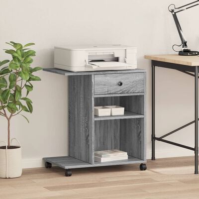 vidaXL Printer Stand with Wheels Grey Sonoma 60x40x68.5 cm