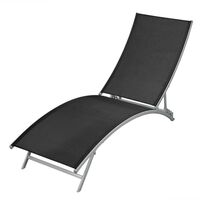 vidaXL Sun Lounger Steel and Textilene Black