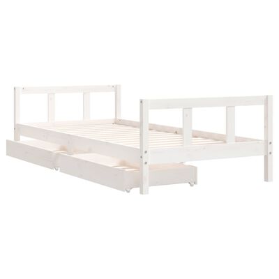 vidaXL Kids Bed Frame with Drawers White 90x200 cm Solid Wood Pine