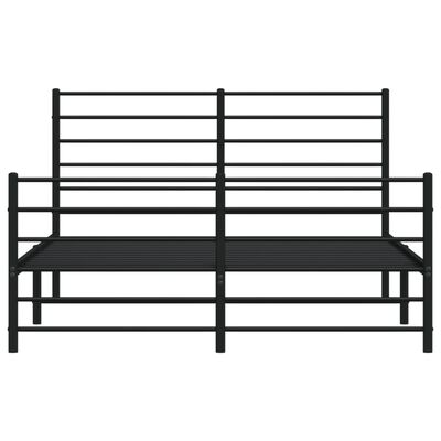 vidaXL Metal Bed Frame without Mattress with Footboard Black 140x190 cm