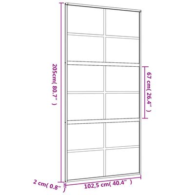 vidaXL Sliding Door Gold 102.5x205 cm Clear ESG Glass and Aluminium