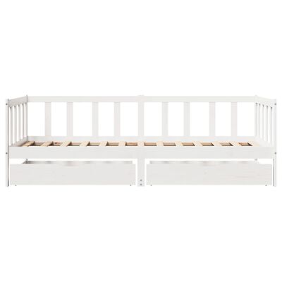 vidaXL Daybed with Drawers without Mattress White 90x190 cm Single Solid Wood