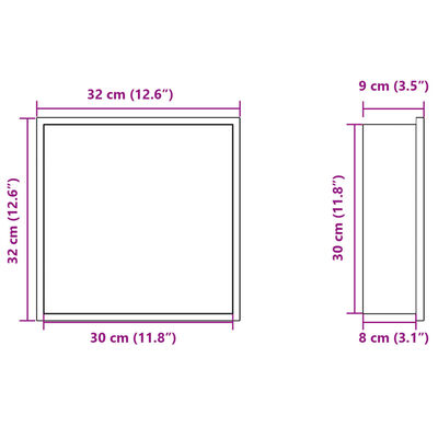 vidaXL Shower Niche Brushed Silver 32x32x9 cm Stainless Steel