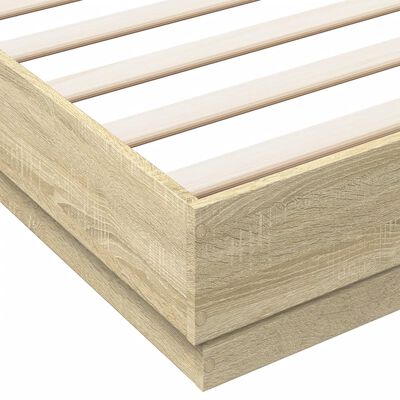 vidaXL Bed Frame with LED without Mattress Sonoma Oak 180x200 cm Super King