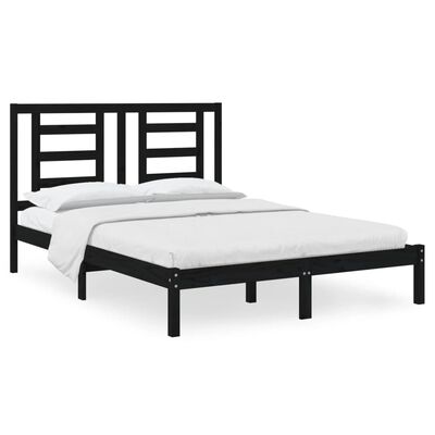 vidaXL Bed Frame without Mattress Black 140x190 cm Solid Wood Pine