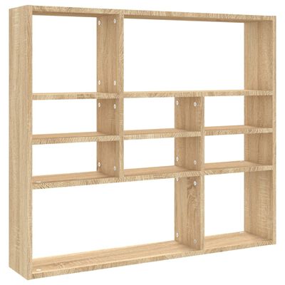 vidaXL Wall Shelf Sonoma Oak 90x16x78 cm Engineered Wood