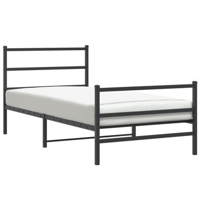 vidaXL Metal Bed Frame without Mattress with Footboard Black 107x203 cm