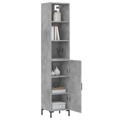 vidaXL Highboard Concrete Grey 34.5x34x180 cm Engineered Wood