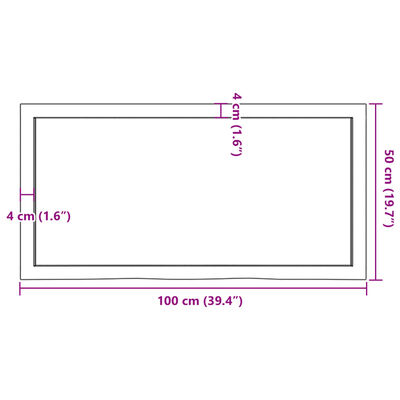 vidaXL Table Top Dark Brown 100x50x(2-6) cm Treated Solid Wood Oak