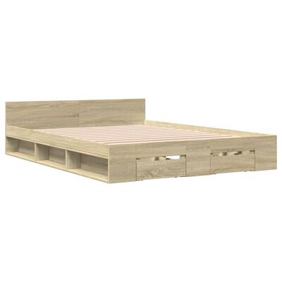 vidaXL Bed Frame with Drawers without Mattress Sonoma Oak 160x200 cm