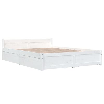 vidaXL Bed Frame without Mattress with Drawers White King Size