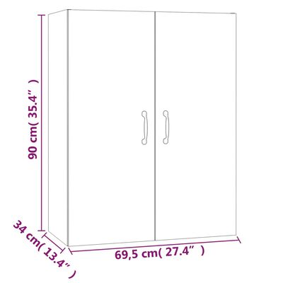 vidaXL Hanging Cabinet Sonoma Oak 69,5x34x90 cm Engineered Wood