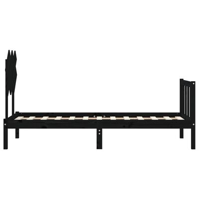 vidaXL Bed Frame without Mattress Black Small Single Solid Wood Pine