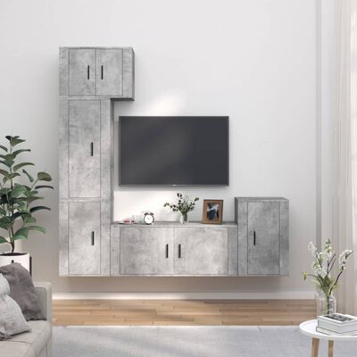 vidaXL 5 Piece TV Cabinet Set Concrete Grey Engineered Wood