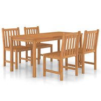 vidaXL 5 Piece Garden Dining Set Solid Teak Wood