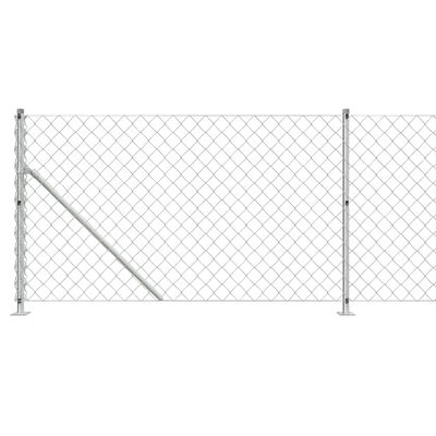 vidaXL Chain Link Fence with Flange Silver 0.8x25 m