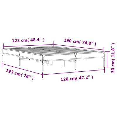 vidaXL Bed Frame without Mattress Sonoma Oak 120x190 cm Small Double