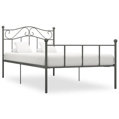 vidaXL Bed Frame without Mattress Grey Metal 100x200 cm