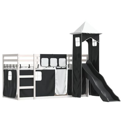 vidaXL Bunk Bed without Mattress with Slide White and Black 80x200 cm