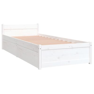 vidaXL Bed Frame without Mattress with Drawers White Small Single