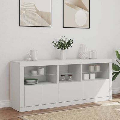 vidaXL Sideboard with LED Lights White 162x37x67 cm