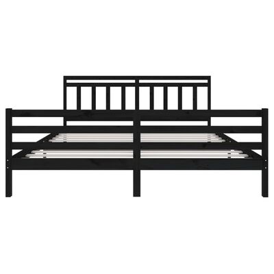 vidaXL Bed Frame without Mattress Black Solid Wood 200x200 cm (810454+814118)