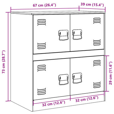 vidaXL Sideboard Pink 67x39x73 cm Steel