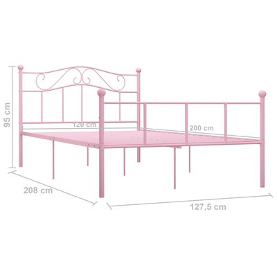 vidaXL Bed Frame without Mattress Pink Metal 120x200 cm