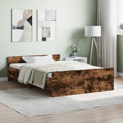 vidaXL Bed Frame without Mattress Smoked Oak 120x190 cm Small Double