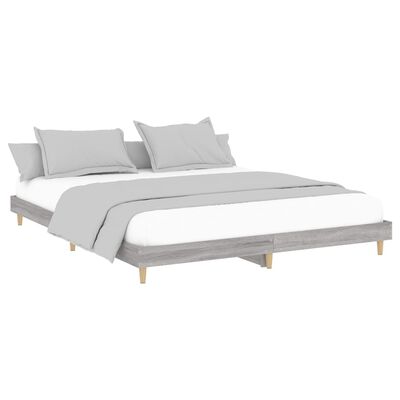 vidaXL Bed Frame without Mattress Grey Sonoma 160x200 cm Engineered Wood