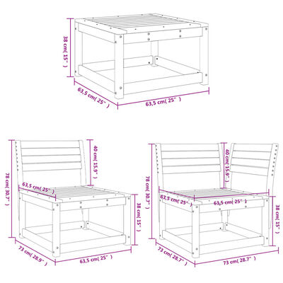 vidaXL 6 Piece Garden Sofa Set White Solid Wood Pine