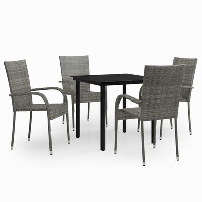 vidaXL 5 Piece Garden Dining Set Grey and Black