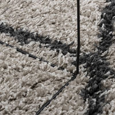 vidaXL Shaggy Rug PAMPLONA High Pile Modern Beige and Anthracite Ø 200 cm