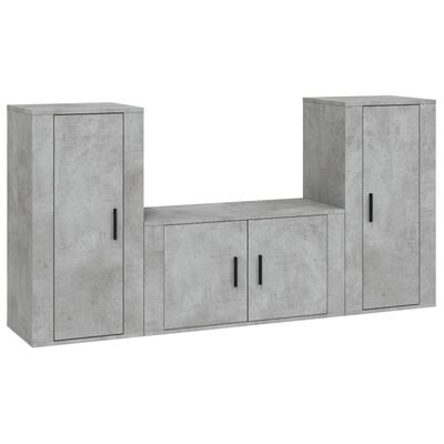 vidaXL 3 Piece TV Cabinet Set Concrete Grey Engineered Wood