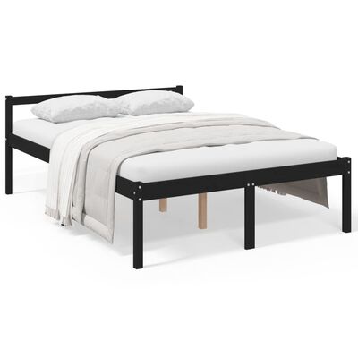 vidaXL Senior Bed without Mattress Black 135x190 cm Double