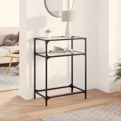 vidaXL Console Table with Transparent Glass Top 60x35x81 cm Steel