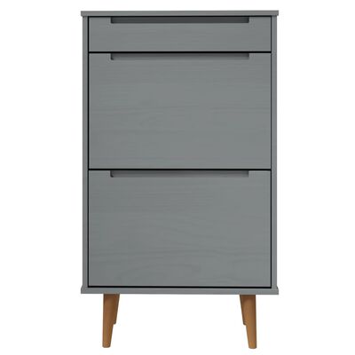 vidaXL Shoe Cabinet MOLDE Grey 59,5x35x103 cm Solid Wood Pine