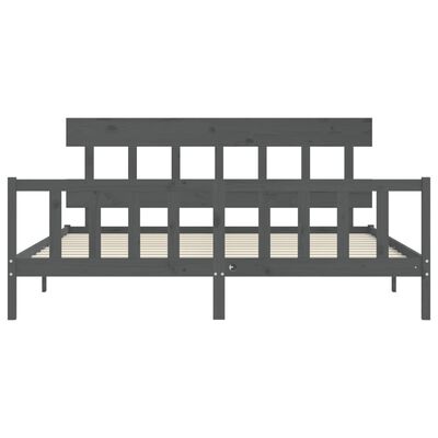 vidaXL Bed Frame without Mattress Grey 200x200 cm Solid Wood Pine