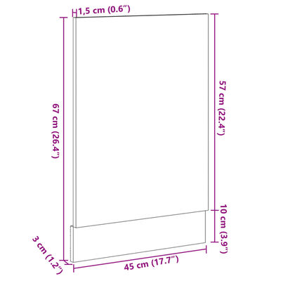 vidaXL Dishwasher Panel Sonoma Oak 45x3x67 cm Engineered Wood