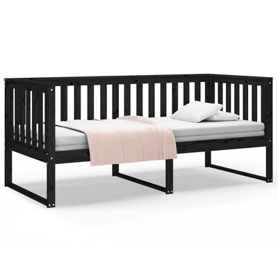 vidaXL Day Bed without Mattress Black 100x200 cm Solid Wood Pine