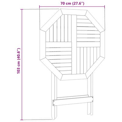 vidaXL Folding Garden Table Ø70x75 cm Solid Wood Acacia