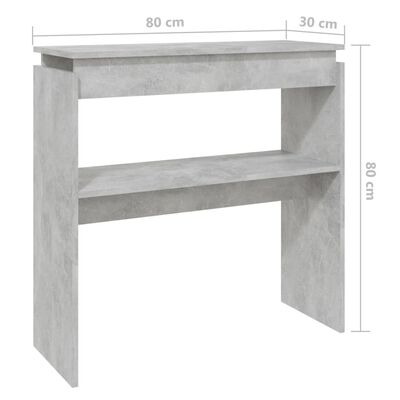 vidaXL Console Table Concrete Grey 80x30x80 cm Engineered Wood