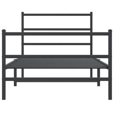 vidaXL Metal Bed Frame without Mattress with Footboard Black 100x190 cm