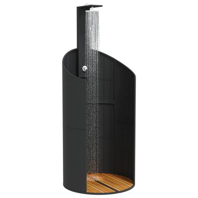 vidaXL Outdoor Shower Black 100x100x241.5 cm Poly Rattan and Acacia Wood