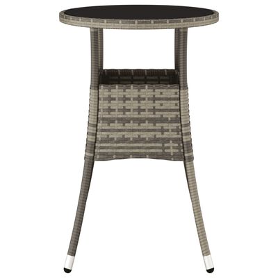 vidaXL Garden Table Ø60x75 cm Tempered Glass and Poly Rattan Grey