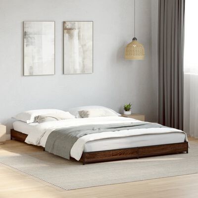 vidaXL Bed Frame without Mattress Brown Oak 150x200 cm King Size