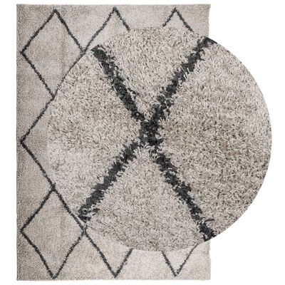 vidaXL Shaggy Rug PAMPLONA High Pile Modern Beige and Anthracite 140x200 cm