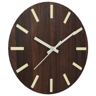 vidaXL Wall Clock with Luminous Scales and Pointers Brown Ø30 cm