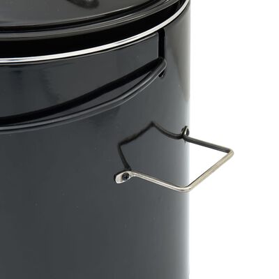 vidaXL Goulash Cannon with Chimney and Lid Black Enamelled Steel